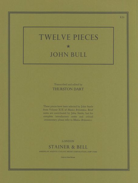 Twelve Keyboard Pieces / transcribed and edited by Thurston Dart.