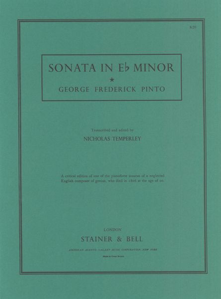 Sonata In E Flat Minor / edited by Nicholas Temperley.