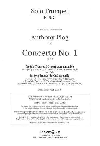 Concerto : For Trumpet and Brass Ensemble - Solo Trumpet Part.