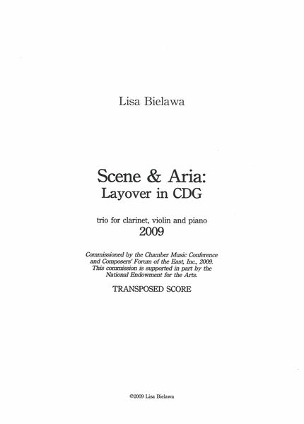 Scene & Aria - Layover In CDG : For Clarinet, Violin and Cello (2009).