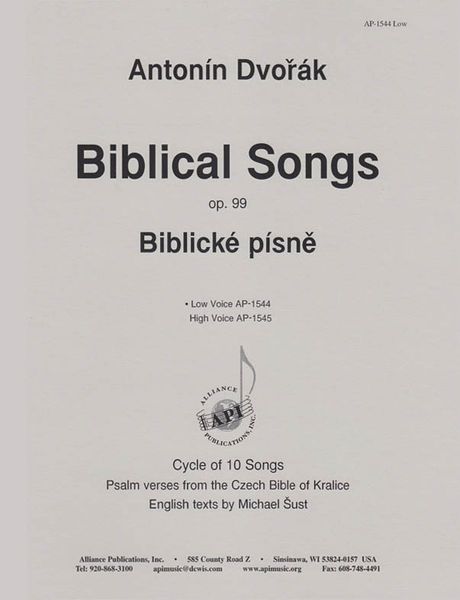 Biblical Songs - Cycle Of 10 Songs : For Low Voice and Piano.