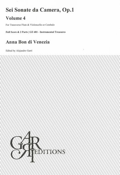 Sonata Op. 1 No. 4 : For Transverse Flute and Violoncello Or Cembalo / edited by Alejandro Garri.