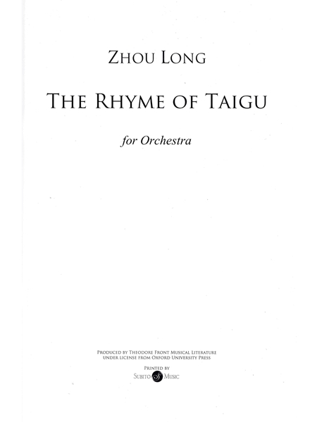 Rhyme Of Taigu : For Orchestra.