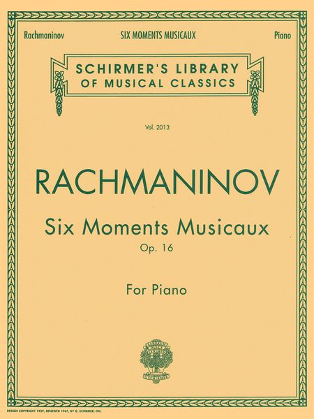 Six Moments Musicaux, Op. 16 : For Piano.