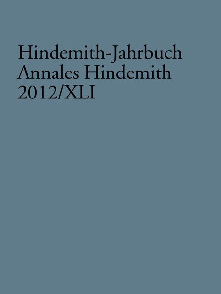 Hindemith - Jahrbuch, 2012/XLI.