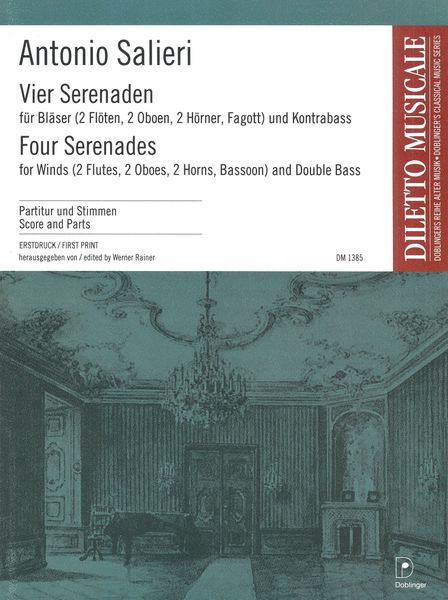 Vier Serenaden : Für Bläser (2 Flöten, 2 Oboen, 2 Hörner, Fagott) & Kontrabass / Ed. Werner Rainer.