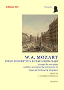 Piano Concerto In B Flat Major, K. 456 : For Piano and Three Accompanying Instruments / arr. Hummel.