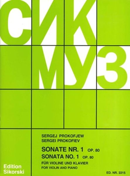 Sonata No. 1, Op. 80 : For Violin and Piano.