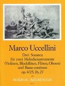 3 Sonaten Op. 4 Nr. 25, 26, 27 : Für 2 Melodieinstrumente;Volin, Blokflote, Floten, Obon und BC.