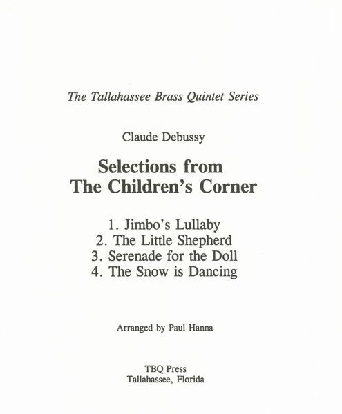 Selections From The Children's Corner : For Brass Quintet.