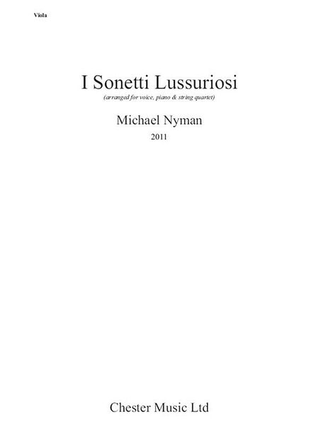 I Sonetti Lussuriosi : For Voice, Piano & String Quartet / arranged by Anthony Hinnigan (2010).