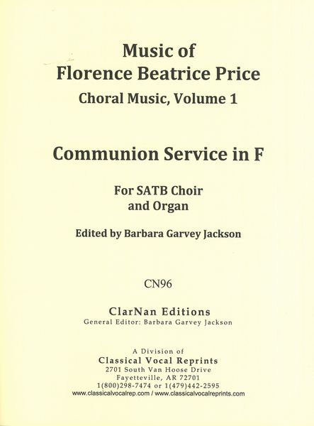 Communion Service In F : For SATB Choir and Organ / edited by Barbara Garvey Jackson.