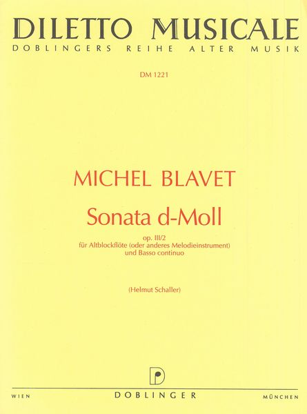 Sonata In D Minor, Op. III/2 : For Recorder (Or Other Melody Instr.) and Basso Cont.