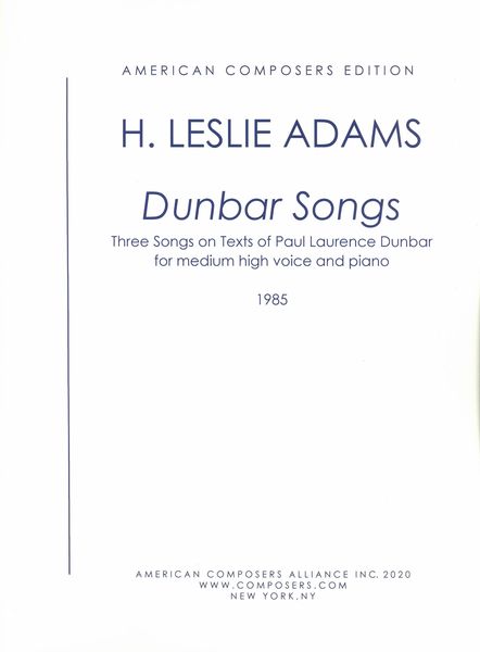 Dunbar Songs : For Medium High Voice and Piano (1981).