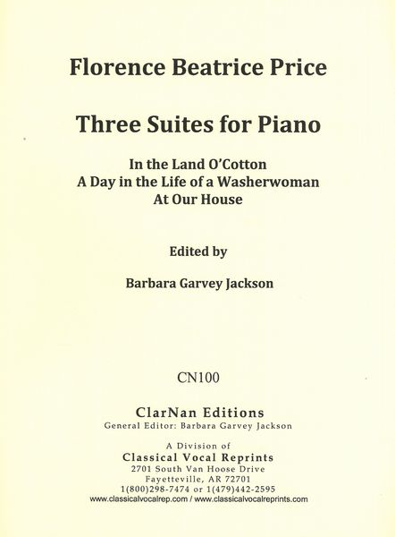Three Suites For Piano / edited by Barbara Garvey Jackson.
