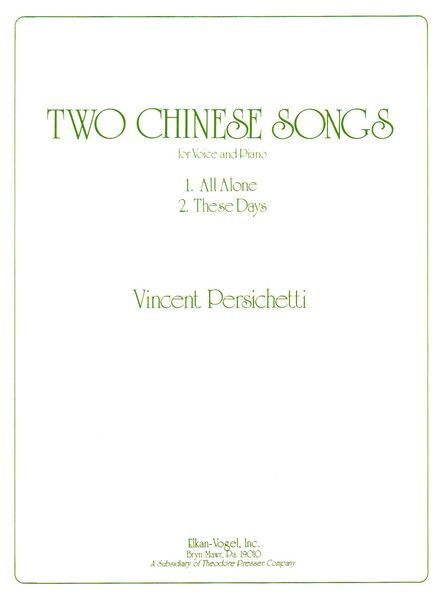 Two Chinese Songs, Opus 29 : For Voice and Piano.