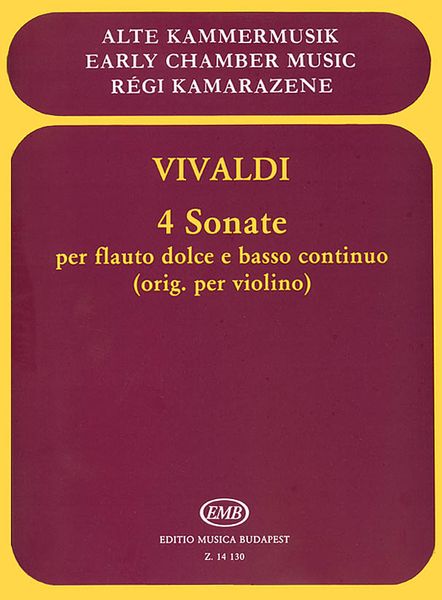 Sonatas (4) : For Flute and Basso Continuo / From The Violin Sonatas trans. & Ed...