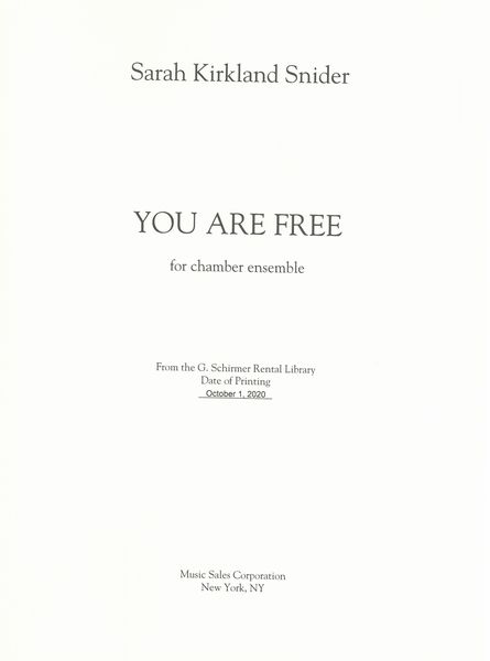 You Are Free : For Chamber Ensemble (2015).