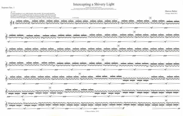 Intercepting A Shivery Light : For Saxophone Quartet (2012).