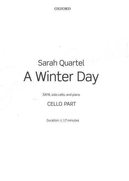 Winter Day : For SATB, Solo Cello and Piano.
