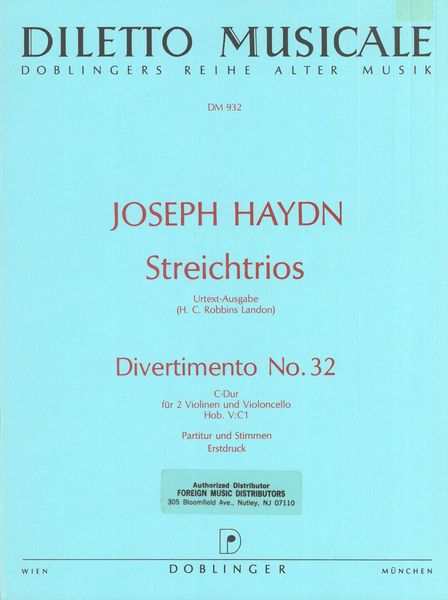 Streichtrio Nr. 32 In C-Dur Hob. V:C1 : Für 2 Villen und Violoncello..