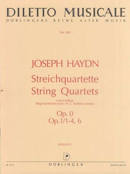 Streichquartette Op. 0 + Op. 1 / 1-4, 6 Bandausgabe.