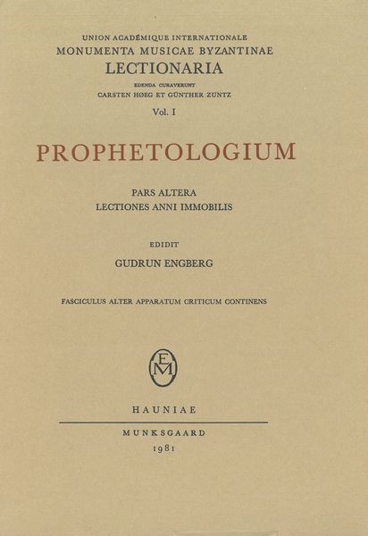 Prophetologium : Pars Altera, Lectiones Anni Immobilis.