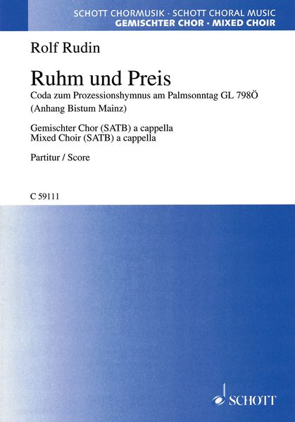 Ruhm und Preis - Coda Zum Prozessionshymnus Am Palmsonntag Gl 798ö, Anhang Bistum Mainz.