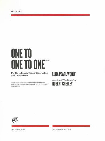 One To One To One : For Three Female Voices, Three Cellos, and Three Basses (2016).