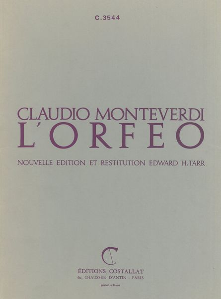 Orfeo / Nouvelle Edition Et Restitution Edward H. Tarr.