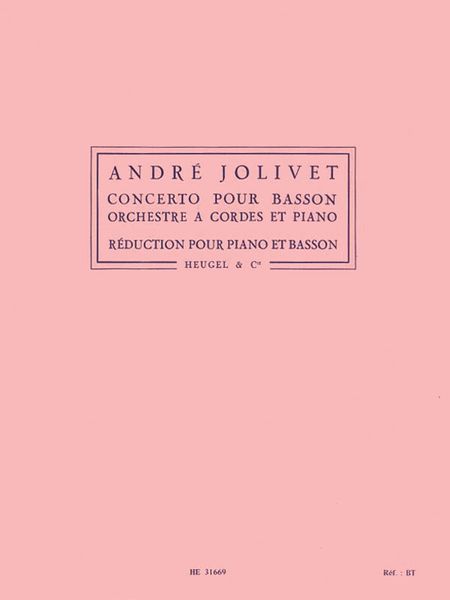 Concerto : Pour Bassoon Et Orchestre A Cordes Et Piano - reduction Pour Basson Et Piano.