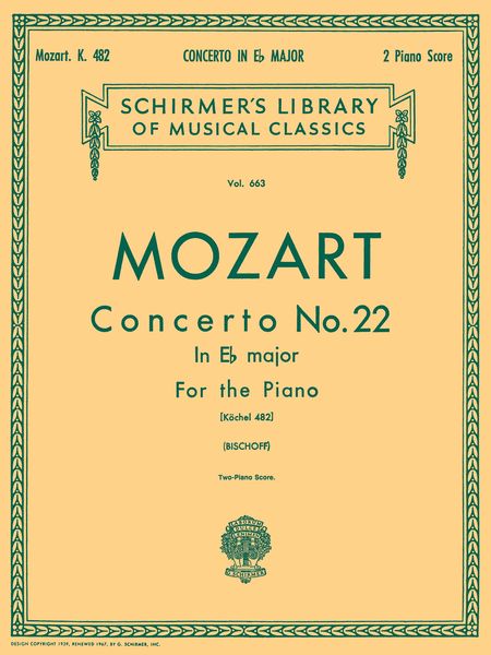 Concerto No. 22 In E Flat, K. 482 : For Piano and Orchestra - reduction For Two Pianos.