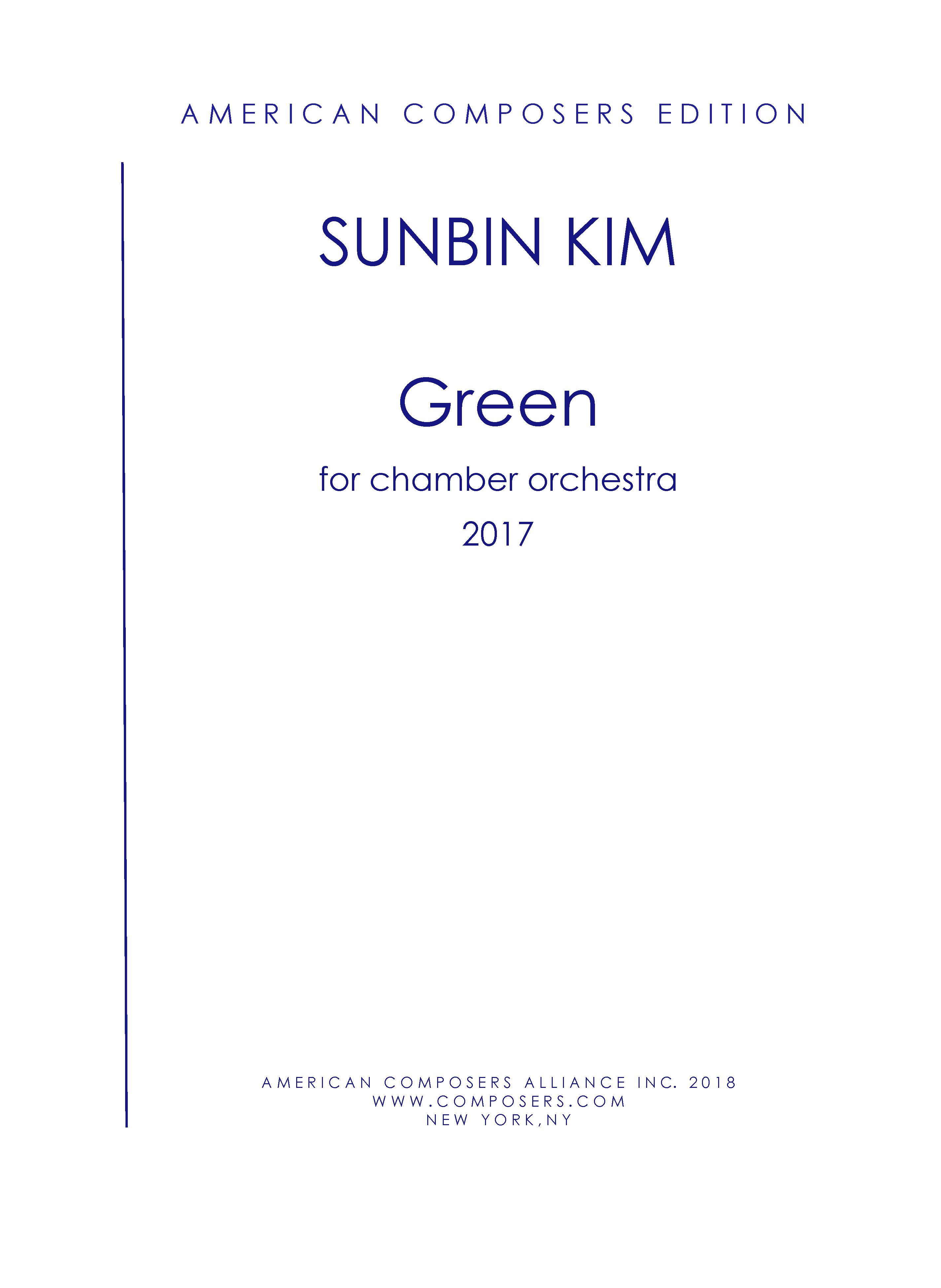 Green : For Chamber Orchestra (2017).
