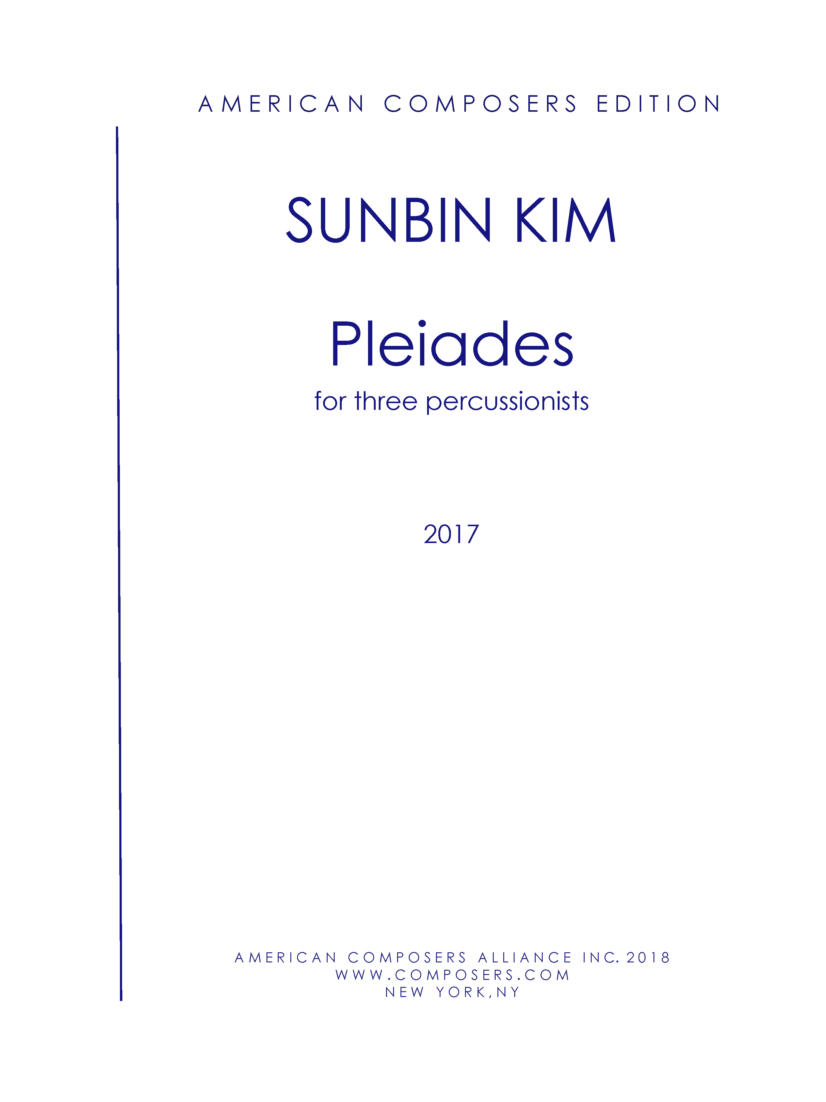 Pleiades : For Three Percussionists (2017).