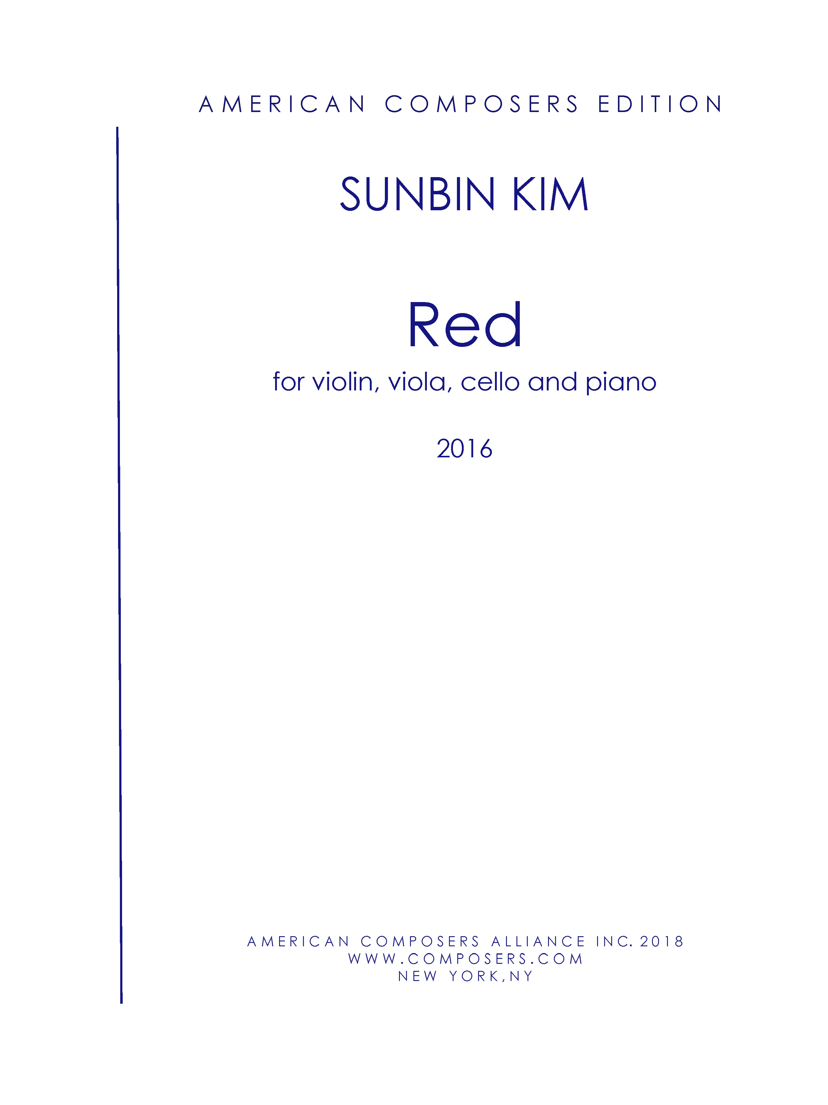Red : For Violin, Viola, Cello and Piano (2016).