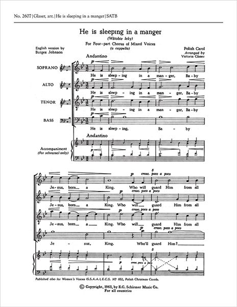 He Is Sleeping In A Manger : For SATB A Cappella.