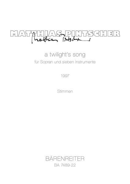 Twilight's Song : For Soprano and Seven Instruments / E. E. Cummings (1997).