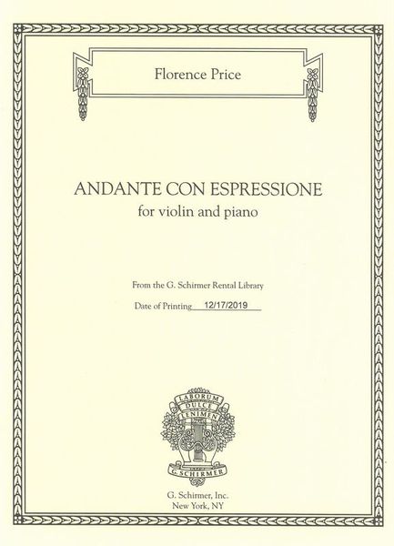 Andante Con Espressione : For Violin and Piano (1929) / edited by John Michael Cooper.
