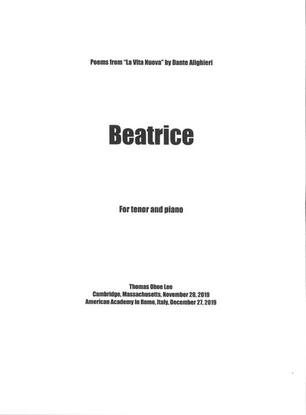 Beatrice : For Tenor and Piano (2019).