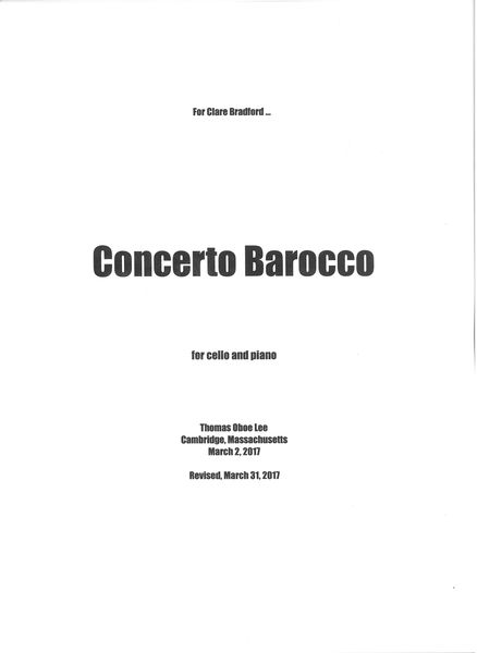 Concerto Barocco : For Cello and Piano (2017).