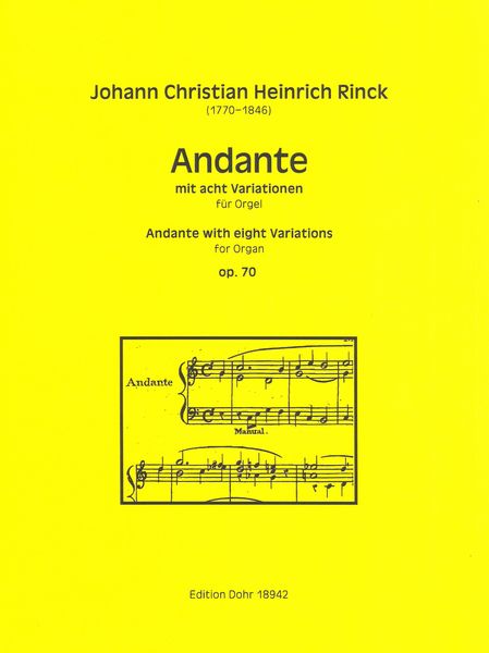 Andante Mit Acht Variationen, Op.70 : Für Orgel / edited by Christoph Dohr.