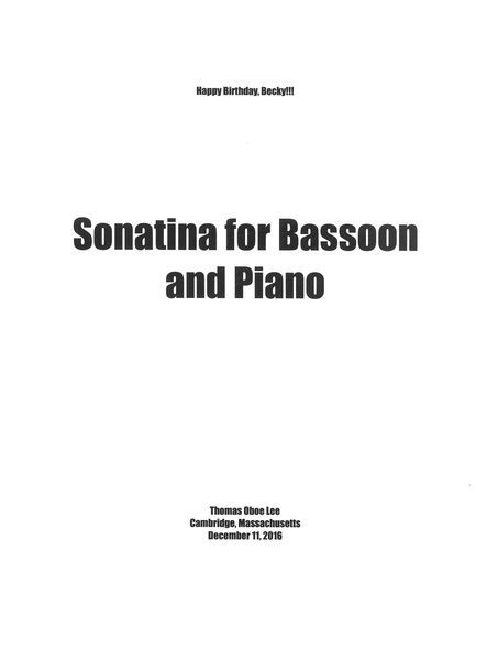 Sonatina : For Bassoon and Piano (2016).