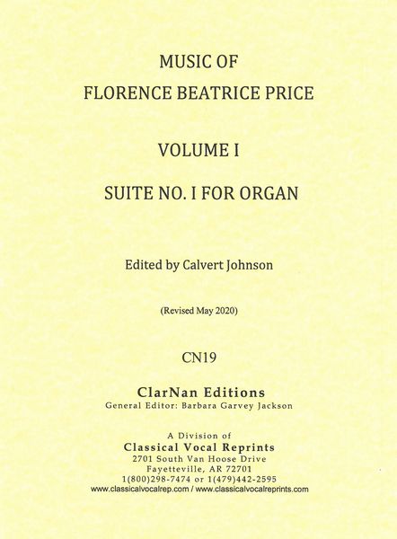 Suite No. 1 : For Organ / edited by Calvert Johnson (Revised May 2020).