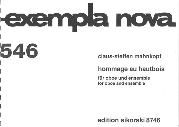 Hommage Au Hautbois : For Oboe and Ensemble (2013).