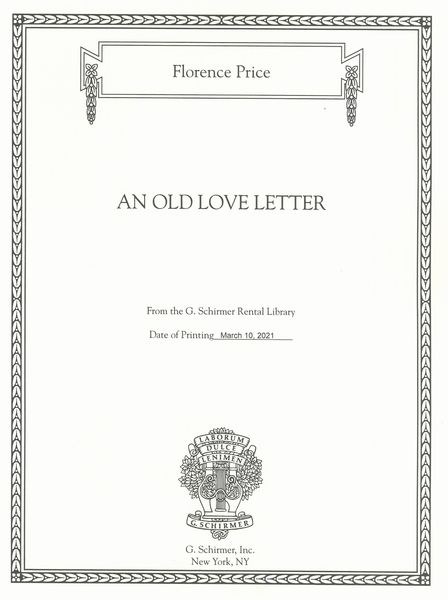 An Old Love Letter : For Piano Solo / edited by John Michael Cooper.