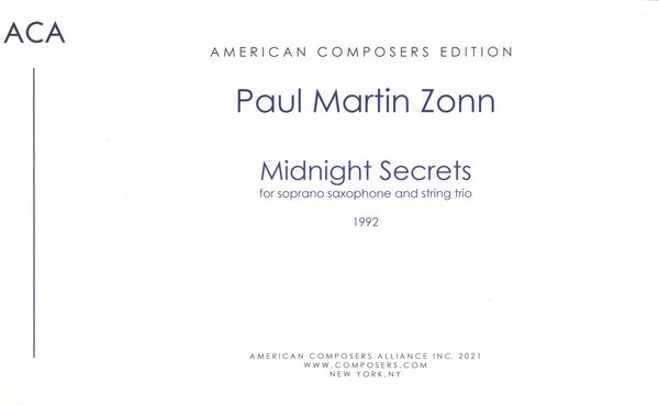 Midnight Secrets : For Soprano Saxophone and String Trio (1992).