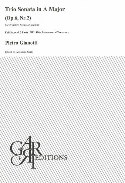 Trio Sonata In A Major, Op. 6 Nr. 2 : For 2 Violins and Basso Continuo / Ed. Alejandro Garri.