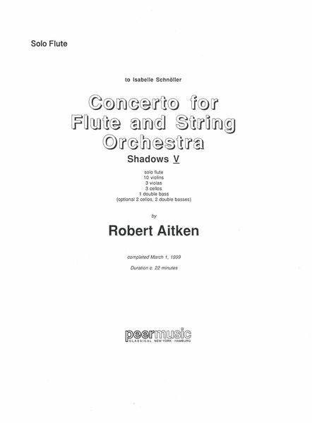 Concerto : For Flute and String Orchestra - Shadows V (1999).