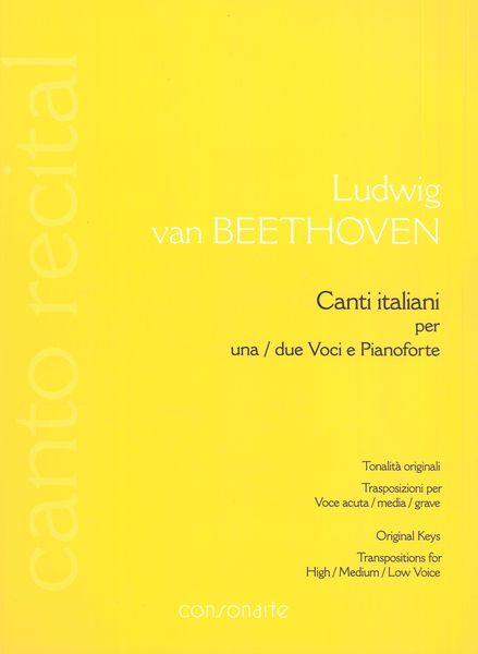 Canti Italiani : Per Una/Due Voci E Pianoforte / edited by Alessandro Monga.