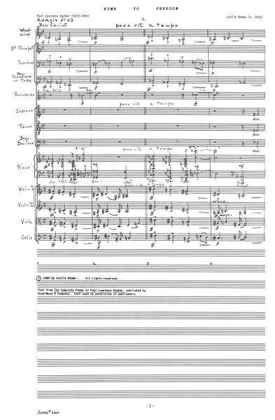 Hymn To Freedom : Cantata For Soprano, Tenor and Bass-Baritone Soloists & Chamber Ensemble (1989).
